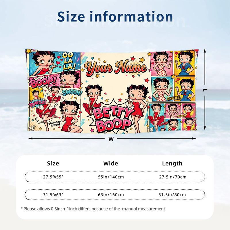 Custom Text Beach Towel, Soft Absorbent Swimming Multi-use TowelBetty Boop