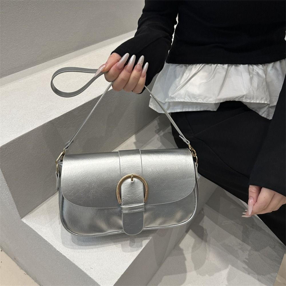 Einfarbige Schnalle Achseltasche Vintage Spicy Girl Handtasche Lässige Y2k Umhängetasche Damen