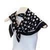 Geometric Polka Dot Herringbone Pattern Cotton Linen Small Square Scarf Silk Imitating Velvet Headscarf Shawl Sunscreen Women