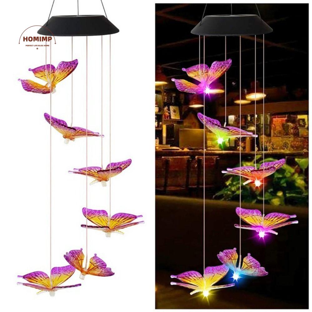 Cute Solar Wind Chime Colorful Gradient Hanging Hanging Solar Lights Weatherproof Landscape Lamp LED Wind Chime Light