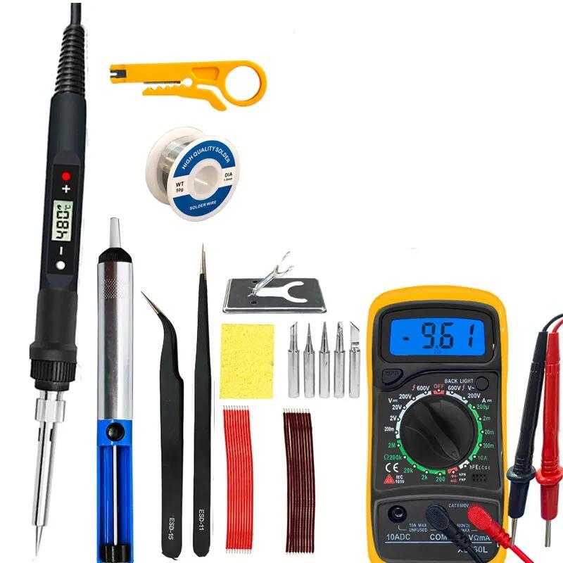 80W Digital Soldering Iron Kit Adjustable Temperature Welding Pen With Lcd Display For Home Repair And Maintenance Tools