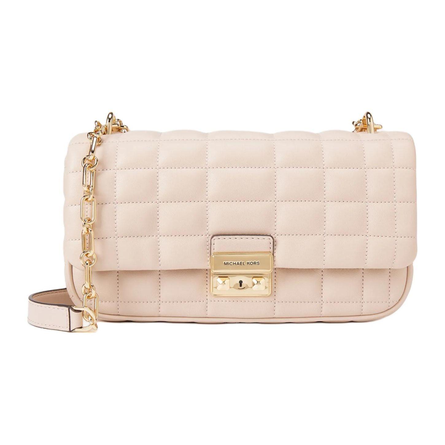 

Michael Kors MK Tribeca Plaid Stripe Quilted Chain Leather Crossbody Shoulder Bag Large Women Bags Nude-Pink 30R4G2RL7L-SOFTPINK Basic Set (Bag+Dust Bag)