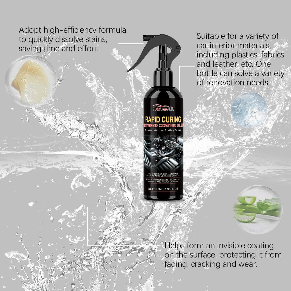 Homonth Car Interior Cleaner Car Interior Refinisher Cleaner 100ml Stain Remover Leather Conditioner Interior Cleaner Protectant