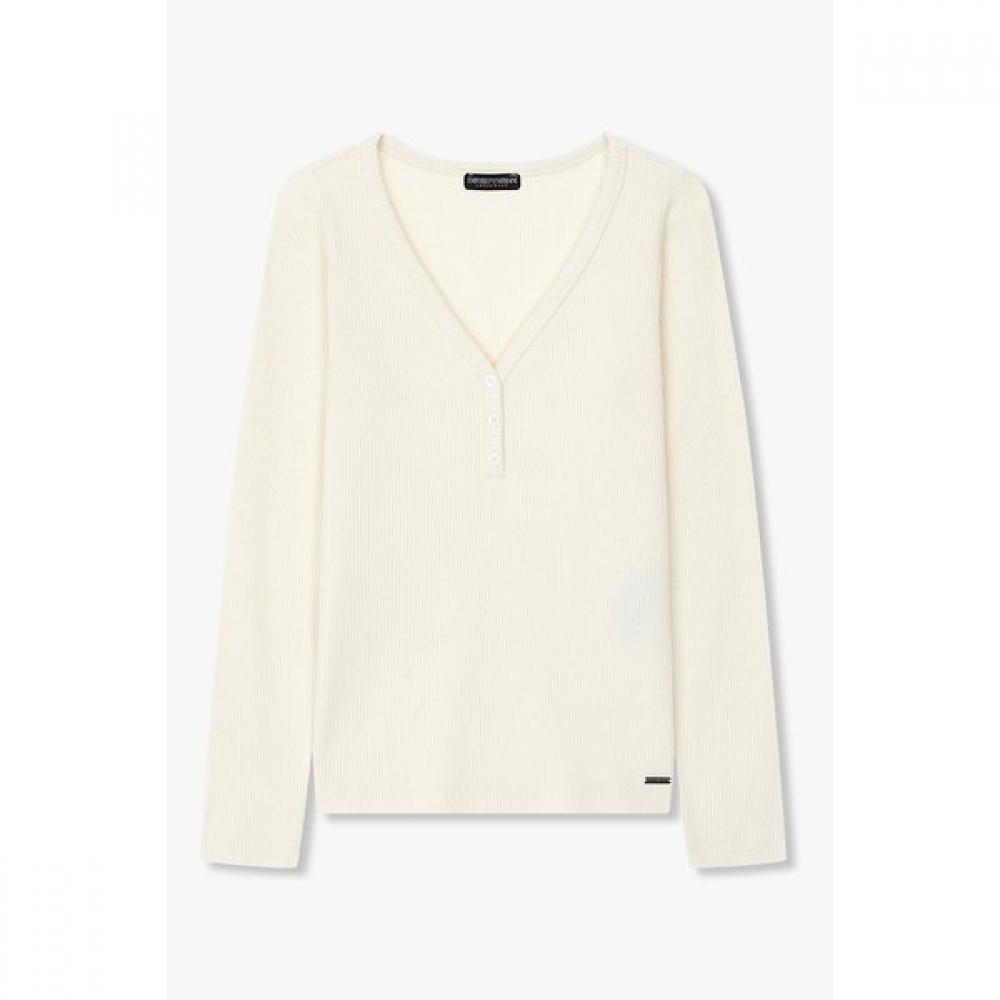 

Emporio Armani Women Ribbed Button V Neck Lounge Top 0825335501 M(95)