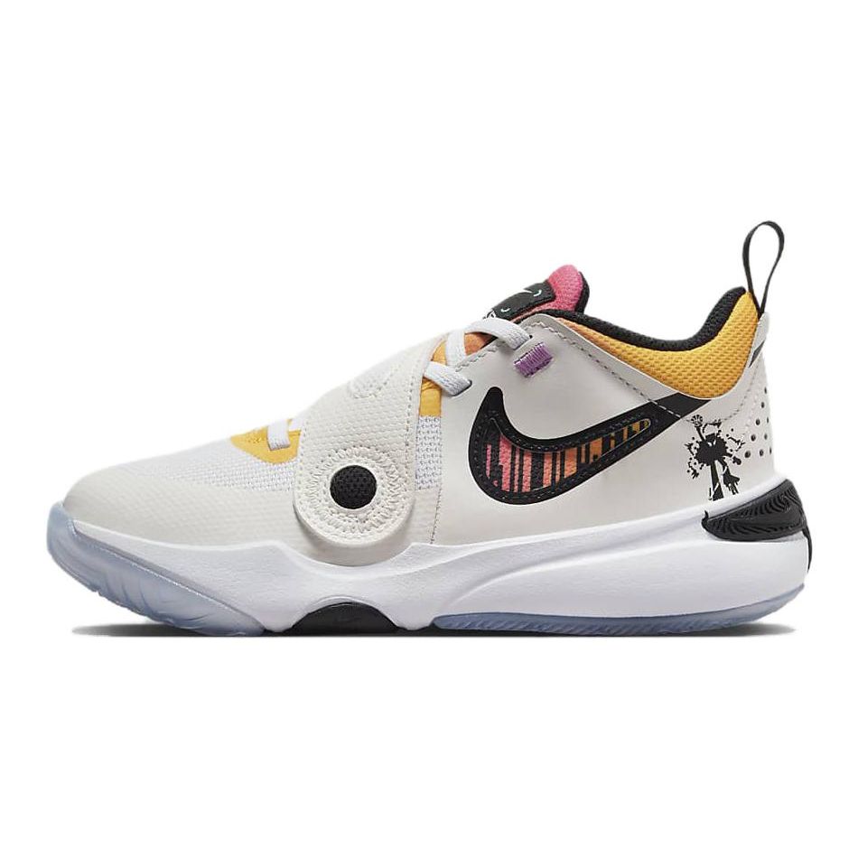 Nike Team Hustle D 11 PS Comfortable Outdoor Non-Slip Shock Absorbing Low Top Kids Basketball Shoes Kids Sneaker White FJ7689-101