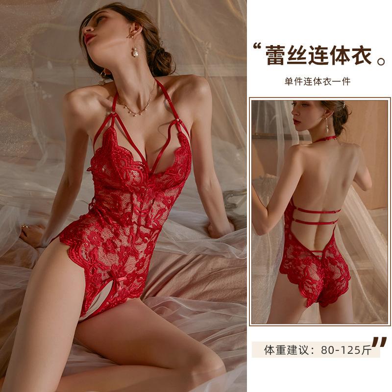 Xianyi Sexy Lingerie Sexy Lace Backless Open Onesie Deep V Perspective Passion Suit Midnight Temptation 423