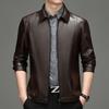 Leather jacket men's fur integrated fleece thickened dad clothing middle-aged and elderly leather jacket men's leather jacket