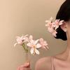 Handmade Floral Fan Hairpin Delicate Colorful Flower Design Anti-Slip Traditional Hair Accessory for Hanfu Travel Photo Shoots