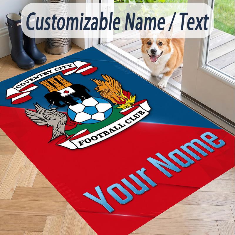Custom Text Printed Rug Coventry City FC Non Slip Floor Carpet For Home Room Decor