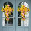 Cartoon Easter Tulip Flower Wreath Elegant Door Wreath Ornament  Home Party Decor