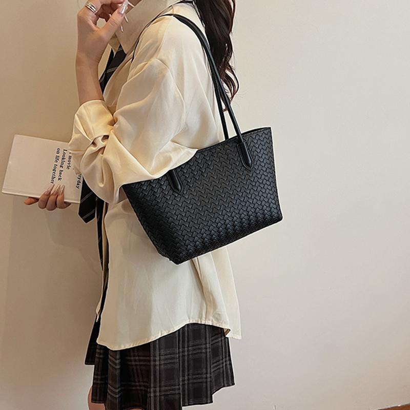 Woven Tote Bag for Women Large Woven Handbag Soft Leather Shoulder Bag Work Shopper Travel Tote Bag with Purse KTB