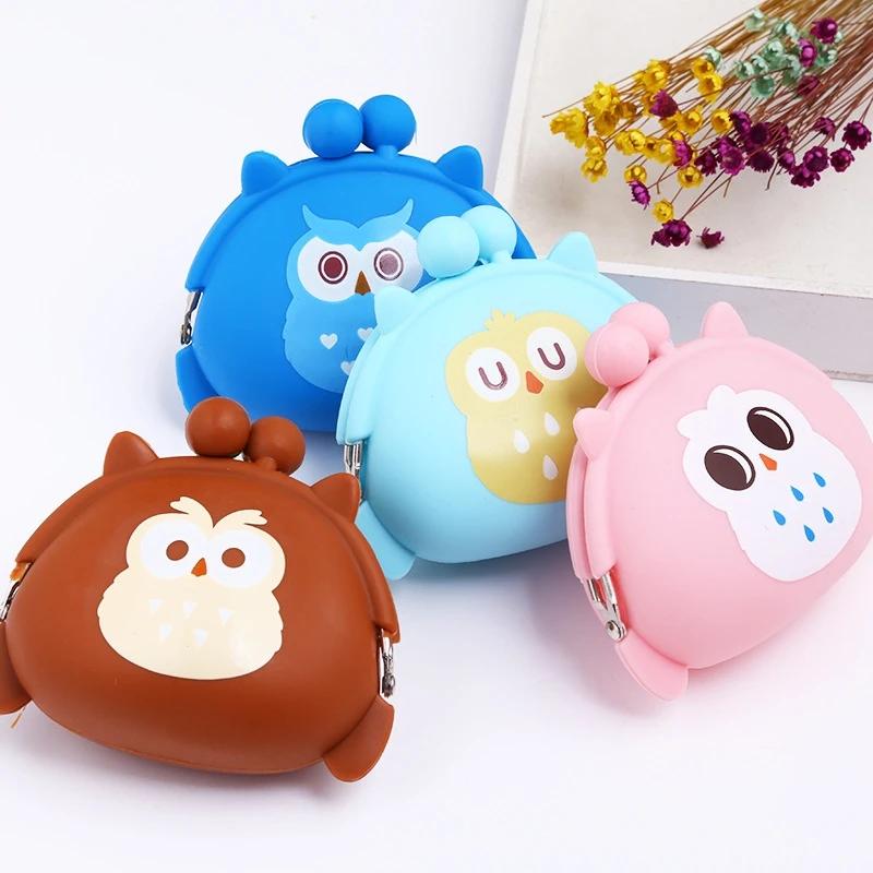 1Pc Cute Pretty Cartoon Owl Silicone Jelly Wallet Change Bag Keys Pouch Coin Purse Storage Bag