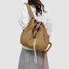 New Soft Solid Color Nylon Drawstring Backpacks 2026 High Quality Casual Backpacks for Women Versatile Sewing Thread School Bags