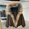 Winter new luxury natural fox fur big fur collar down jacket women's short loose goose down jacket tide