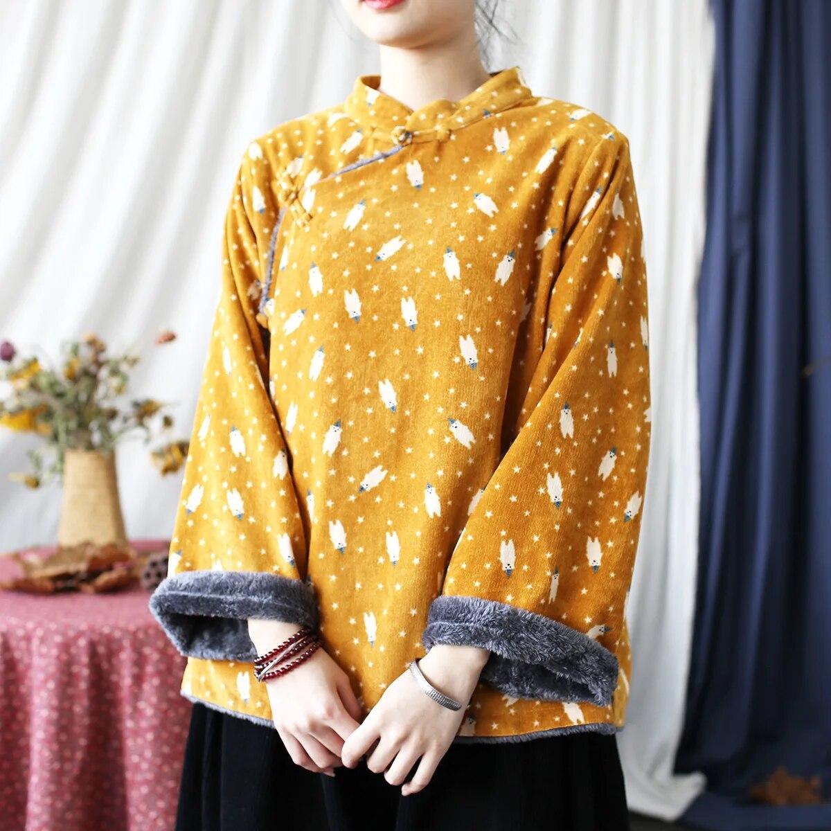 

Johnature женские винтажные куртки плюс теплые пальто с весенним принтом и цветочным принтом в китайском стиле куртки L жёлтый