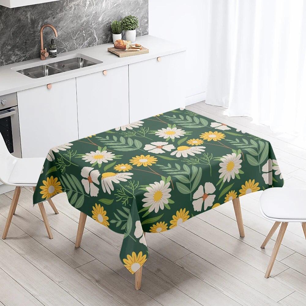 Plant Floral Rectangular Tablecloth Waterproof and Oil Resistant Wedding Party Decoration Restaurant Table Kitchen