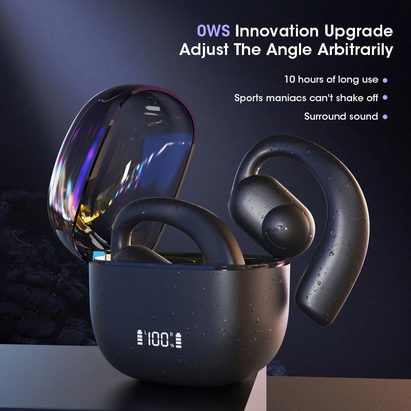 Bluetooth 5.3 Wireless Sports Open Ear Earbuds with LED Display HIFI Stereo Sound Long Battery Life Headphones