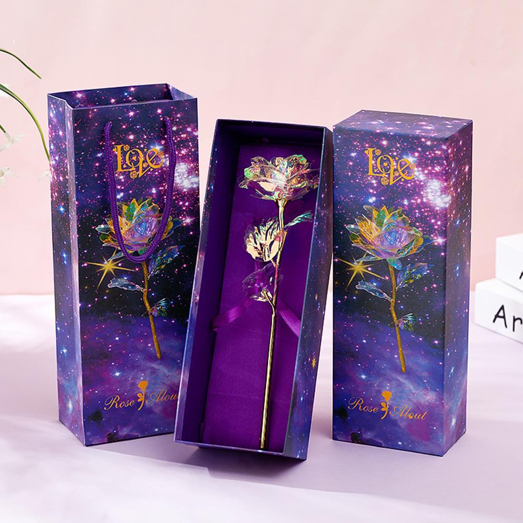 Hot\! 24K Foil Plated Gold Rose Flowers Box Wedding Decor Valentines Day Creative Gift Golden Rose
