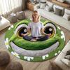 Flanell Bedruckter Lachender Frosch Runder Teppich Innen Teppich für Wohnzimmer Schlafzimmer Rutschfest Weiche Fußmatte Lustige Tier Thema Dekoration
