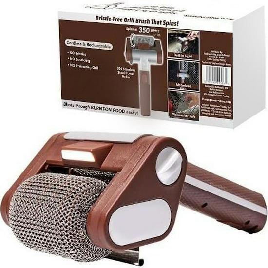 BBQ Borstel met RVS Roller, Borstelvrij, LED Lamp voor het Reinigen van Elektrische & BBQ Grills