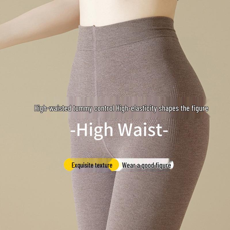 Women's Cotton Striped Leggings with Warm Fleece-Lined Tights for Autumn & Winter