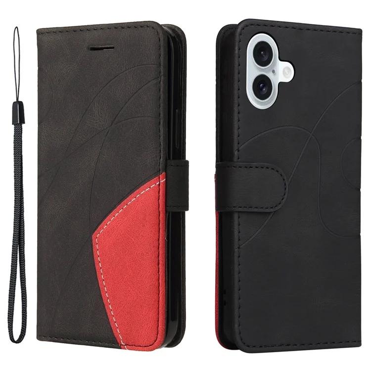 KT Leather Series-1 per iPhone 16 Plus Custodia Flip Folio Custodia protettiva per telefono con giunture bicolore