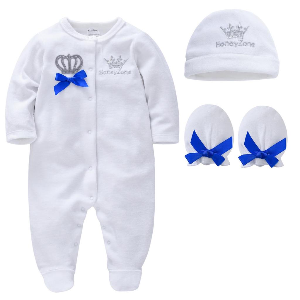 Newborn Baby Boys Long Sleeve 3-Piece Set for Autumn/Winter, 0-1 Year Bodysuit