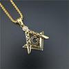 Hip Hop Iced Out Mason Halsketten Anhänger Goldfarbe Edelstahl Kette Für Damen/Herren Freimaurer Symbol Schmuck XL1079