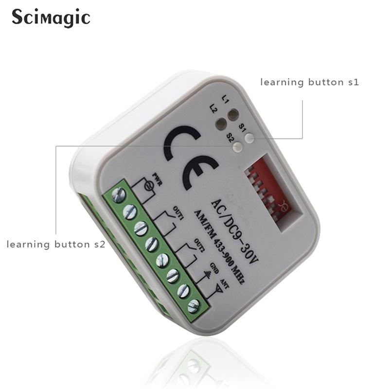 B03B - Universeller Garagentor-Fernbedienungsempfänger 2-Kanal-Schalter für Sender RX Multi-Frequenz 433-900MHz