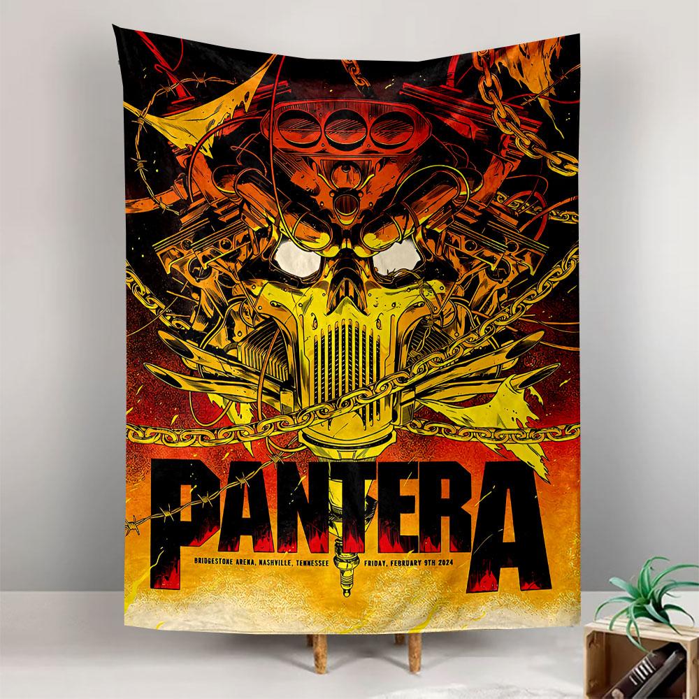 Pantera Band Tapestry Wall Hanging, Heavy Metal Logo Poster Art, Rock Wall Decor for Bedroom Living Room Dorm