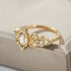 Exquisite Champagne Zircon Ring Luxury Crystal Oval Engagement Rings For Women Vintage Fashion Gold Color Wedding Jewelry
