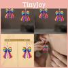 Creative Rainbow Bow Women Acrylic Earrings For Casual And Wearing Office