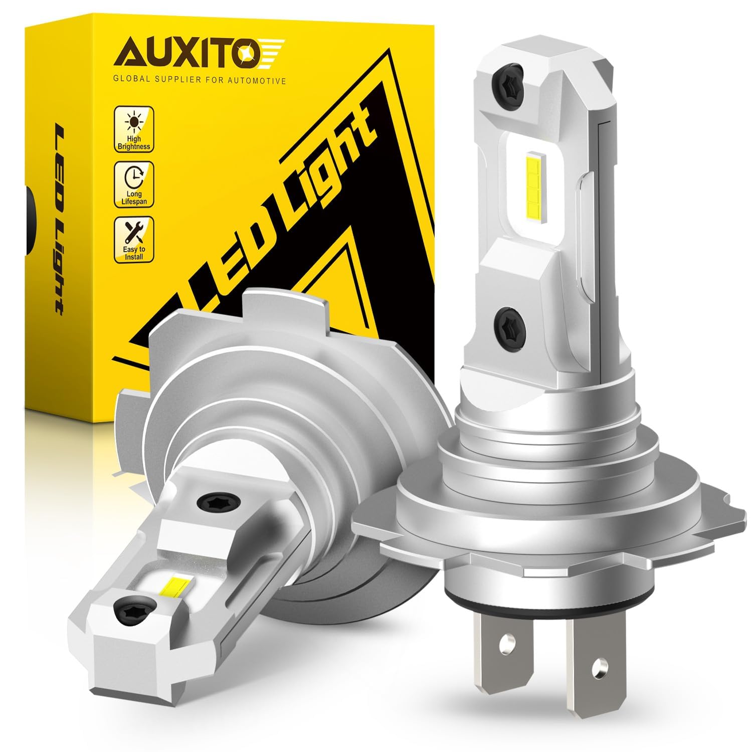 

AUXITO H7 LED headlight compatible with vehicle inspection H7 LED Equipped with 8 brightness CSP chips mini size No adapter required Easy installation