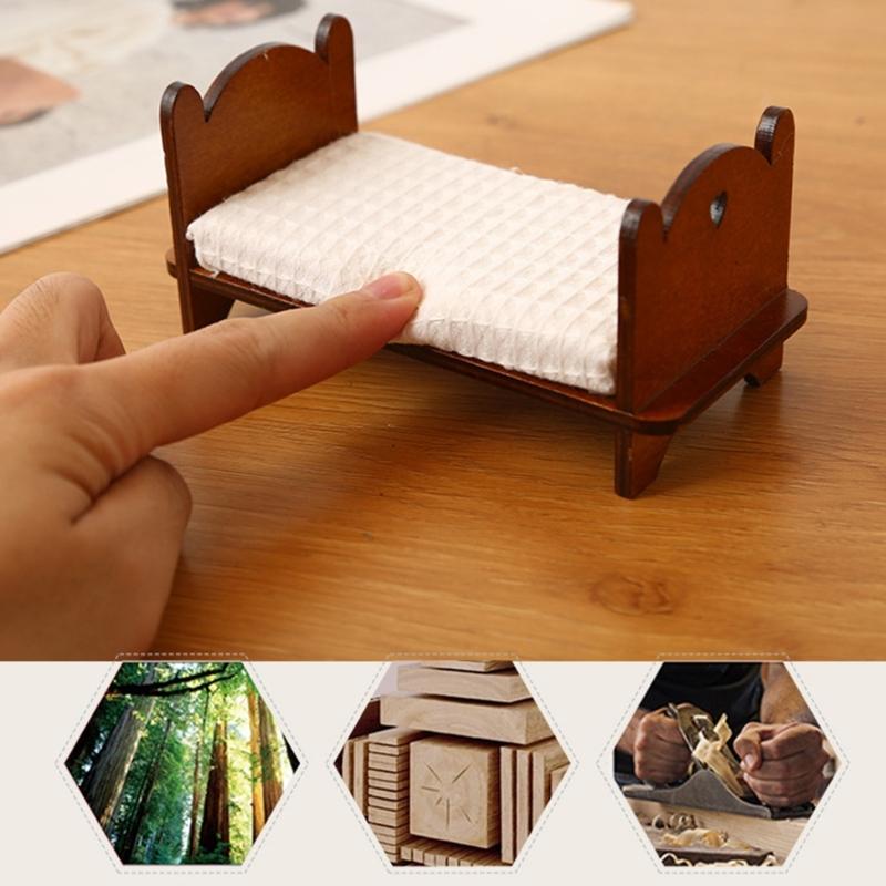 Schlafzimmer Einzelbett Miniatur Möbel Modell Puppenhäuser Zubehör Realistisches Blumenlaken Spielset 1:12
