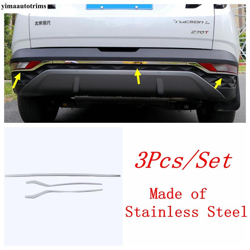 For Hyundai Tucson NX4  -  Car Rear Foglight Lamp Bumper Strip Sequin Decoration Cover Trim Stainless Steel Accessories