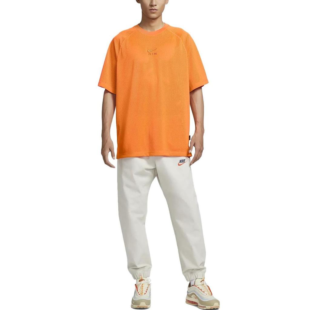 Nike T Shirts Men's Bright Orange Crew Neck Moderate Straight Fit DX0157-885