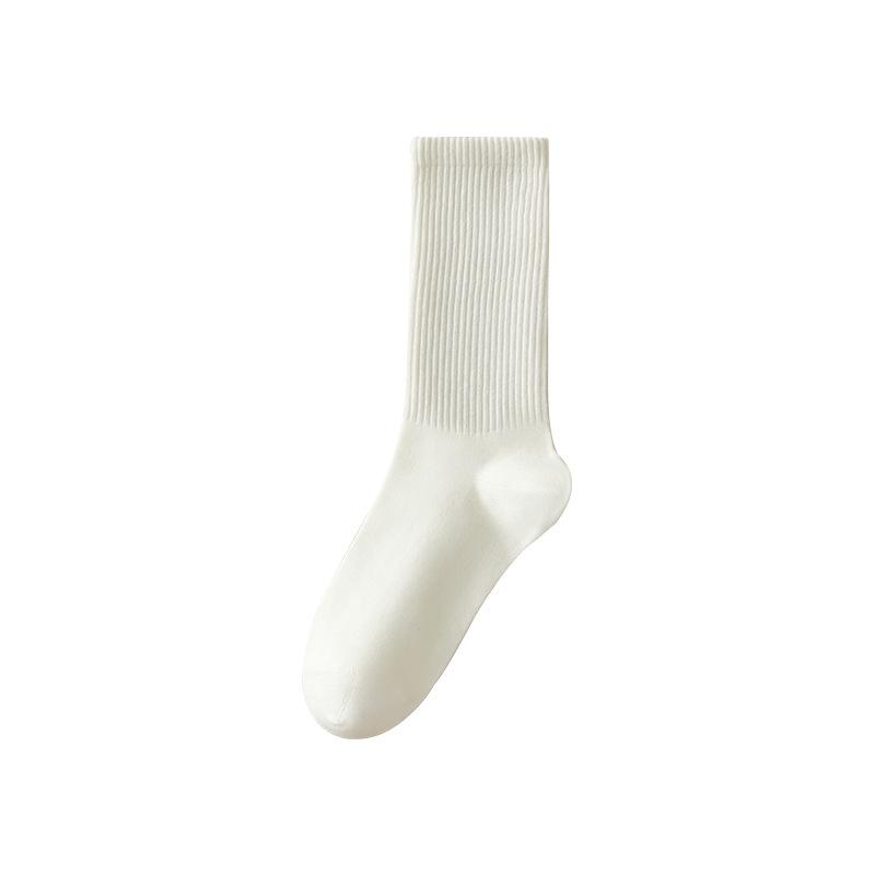 Girls Autumn and Winter Pure Cotton Pure Color Deodorizing Sweat Absorption In The Tube Pile Socks