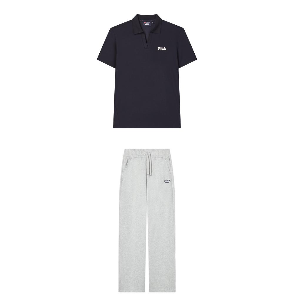 

Fila Современное наследие Удобный Мягкий Дышащий Комплект с длинными брюками Быстросохнущий с коротким рукавом Повседневный Женские комплекты F11W421113F-NV+F11W339609F-MG M