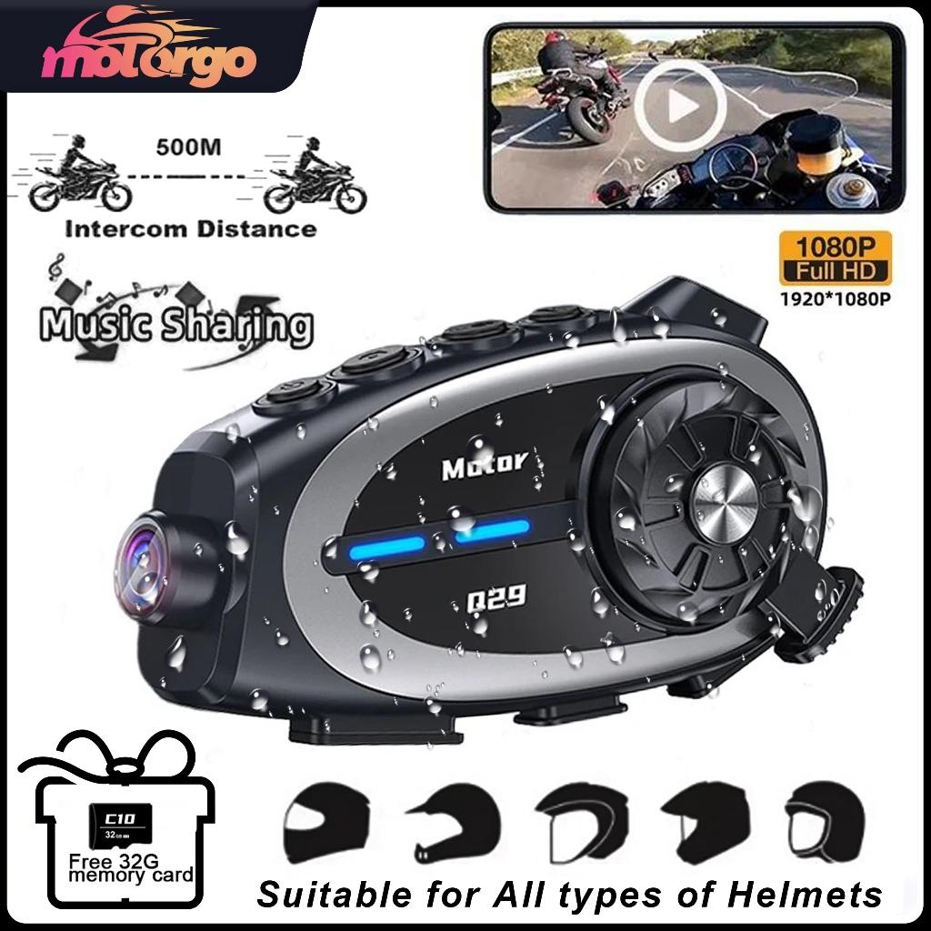 Motocyklová kamera na prilbu 1080P HD Interkomová náhlavná súprava Vodotesný záznamník Dosah 500 m