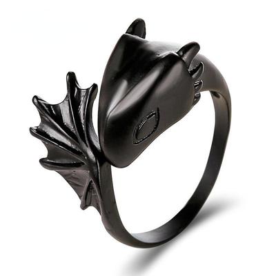 Angel Demon Ring Gothic Wing Dragon Open Ring Couple Ring Black Tail Ring Dark Fashion Jewelry