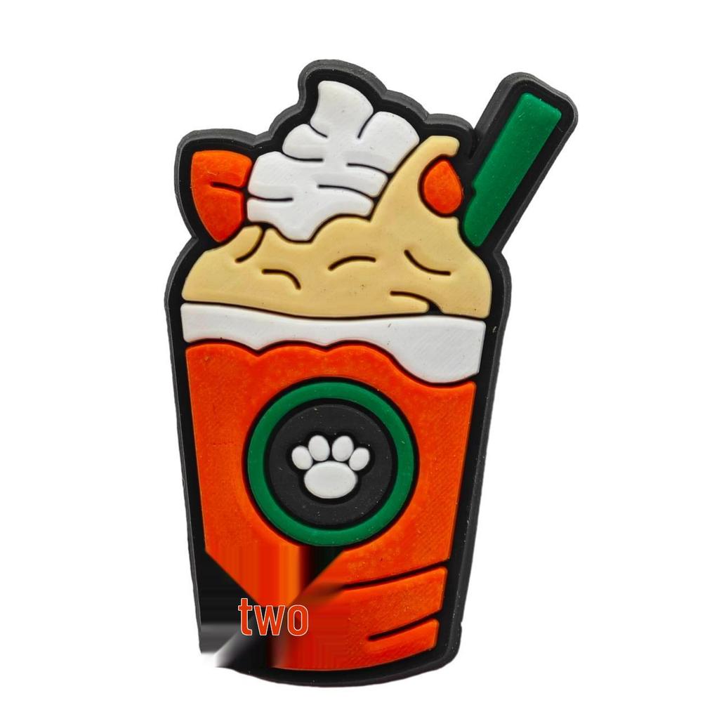 Milk Tea-Themed Cute Cartoon PVC Patch for DIY Shoes and Clothing Decor