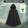 Medieval Hooded Cloak with Round Buckle and Green Leaf Brooch Necklace