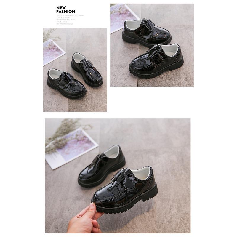 Spring and Autumn New Casual Lace-up Black Boy Leather Shoes Hollowed Out Feet Breathable British Korean Version of Small Children's Shoes