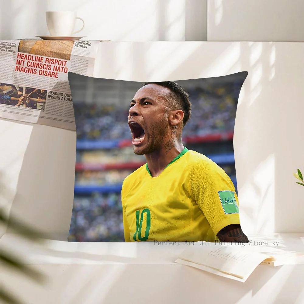 1 Stück F-Fußball N-Neymar Kissenbezug Quadratischer Kissenbezug Schlafzimmer Sofa Raum Dekoration Lässiger Kissenbezug