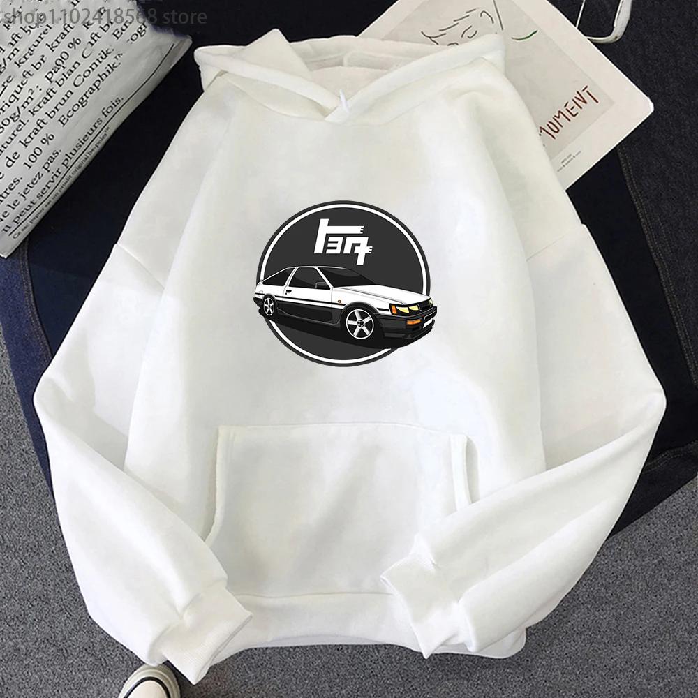 Japanese Anime Initial D Hoodies Men Kawaii Winter Tops Cartoon Car Graphic Sweatshirts Funny Harajuku Manga Unisex Clothes