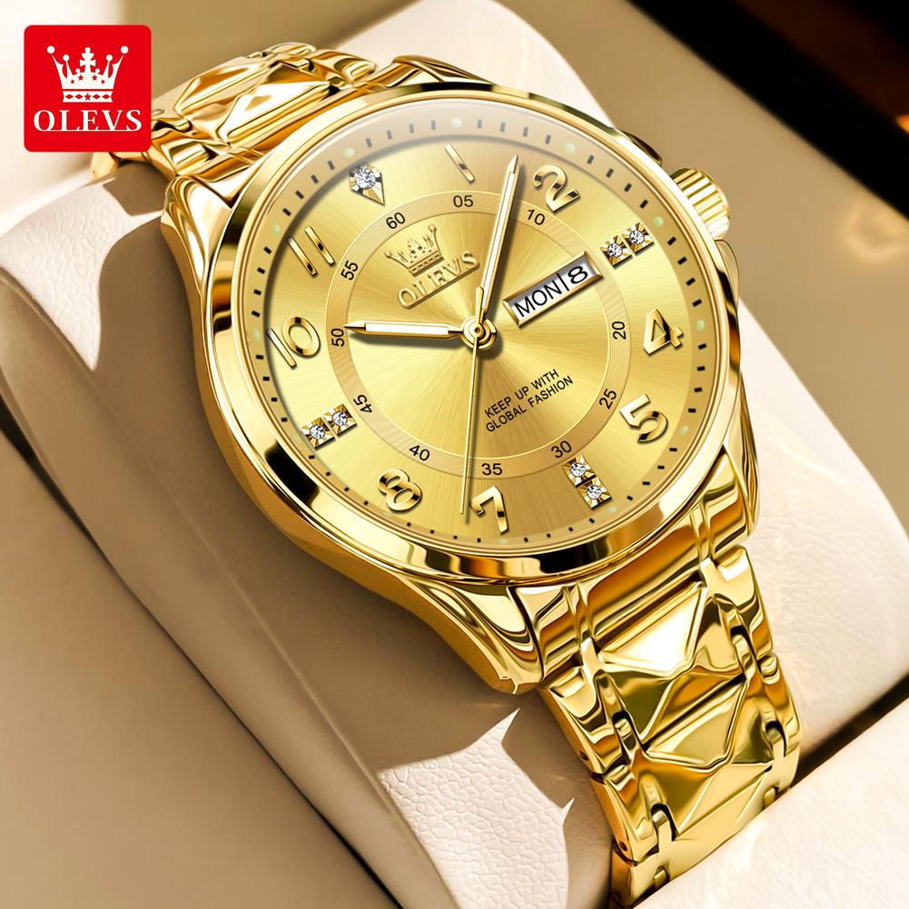 OLEVS 2910 Man Watch Fashion Classic Business Watch Digital Dial Dual Calendar Waterproof Luminous Original Quartz Men's Watches