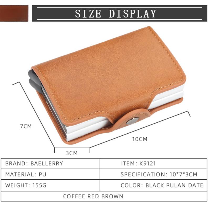 Baellerry European and American Style Men's Short Wallet Multi-card Slots Card Holder RFID Blocking Card Case Snap Button Card Protector