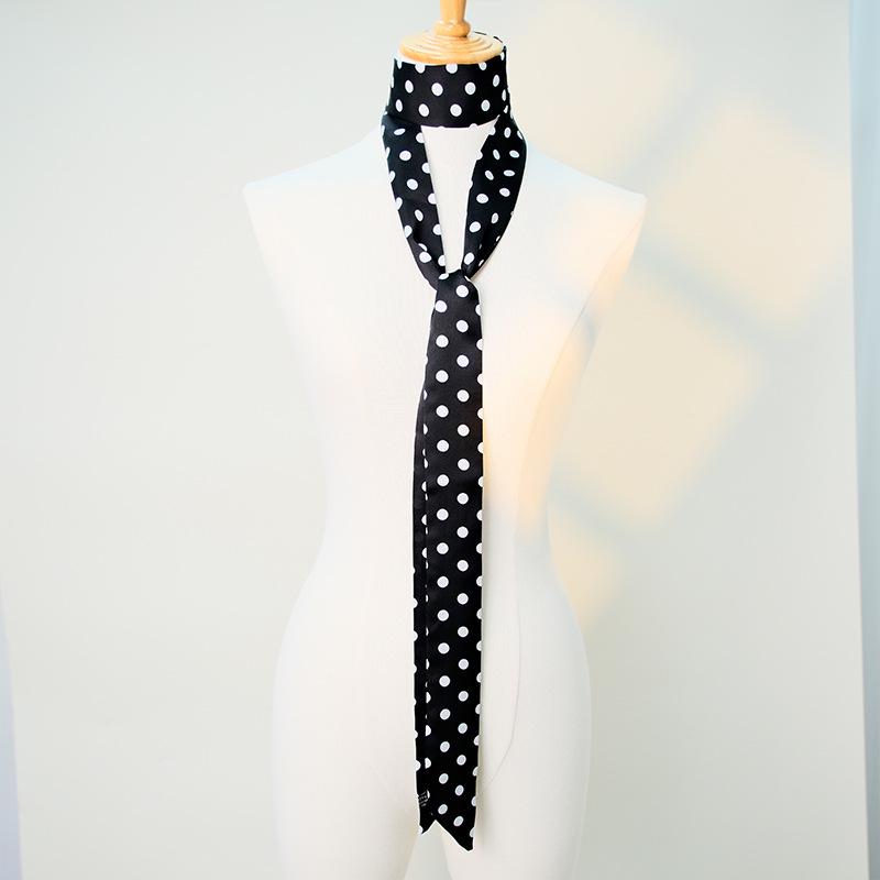 190cm Polka Dot Silk Scarf: Thin, Long, Versatile Ribbon for Hair, Waist, or Bag Accessory