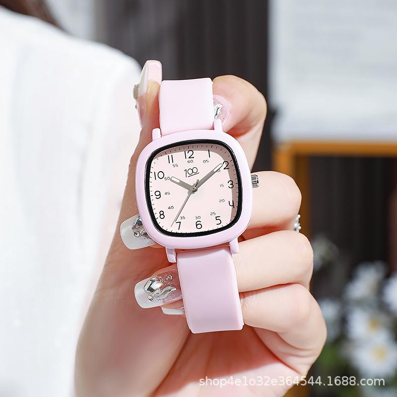 Academy Style Watch Female Luminous Test High School Junior High School Students Versatile High Value Test Quartz Watch розовый