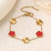 Fashion New Titanium Steel Five-leaf Flower Two-color Splicing Bracelet Women's Jewelry Gift Banquet
